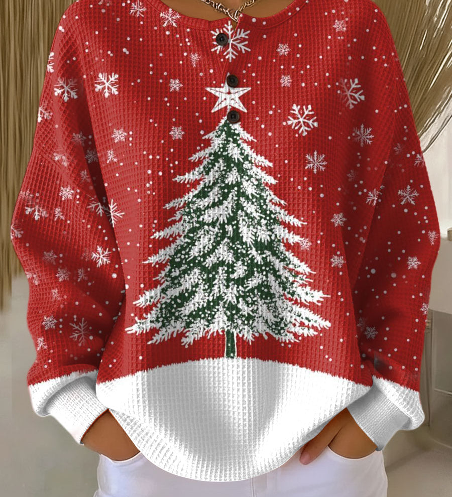 ロッテ | 赤いクリスマスセーターとクリスマスツリー