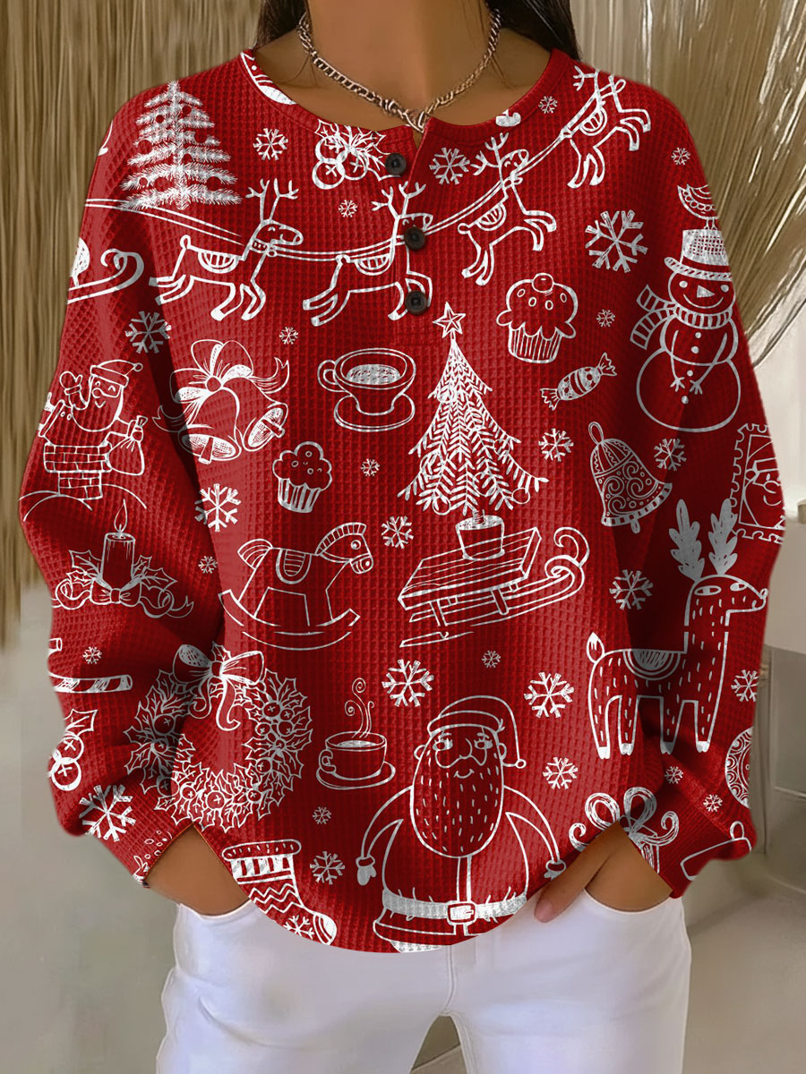 メルル | 白いモチーフの赤いクリスマスセーター