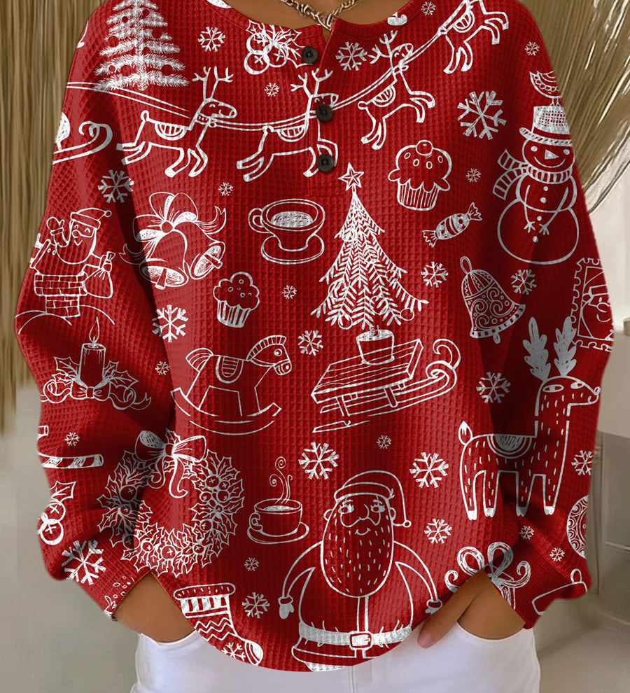 メルル | 白いモチーフの赤いクリスマスセーター